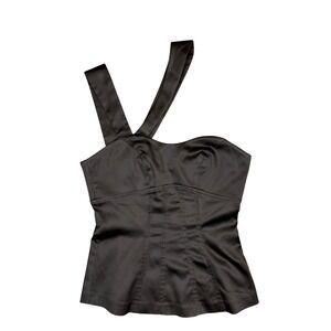 Cue Brown Satin One Shoulder Corset Top Made in Australia Size 8
